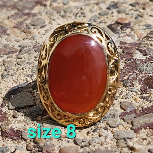 sterling Jewelry - Gold vermeil sterling silver ring w carnelian size 8